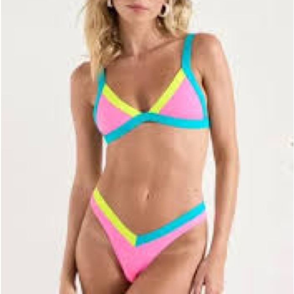 Oneone Swimwear Neon Pink and Blue Bikini Set